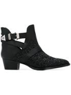 Philipp Plein Pointed Glitter Boots - Black