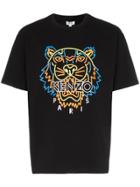 Kenzo Neon Tiger Print Cotton T-shirt - Black