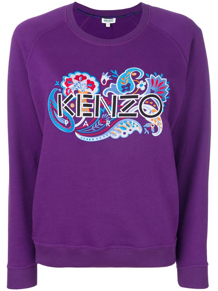 Kenzo Paisley Logo Embroidered Sweatshirt - Pink & Purple