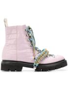 House Of Holland X Grenson Croc-effect Hiking Boots - Pink