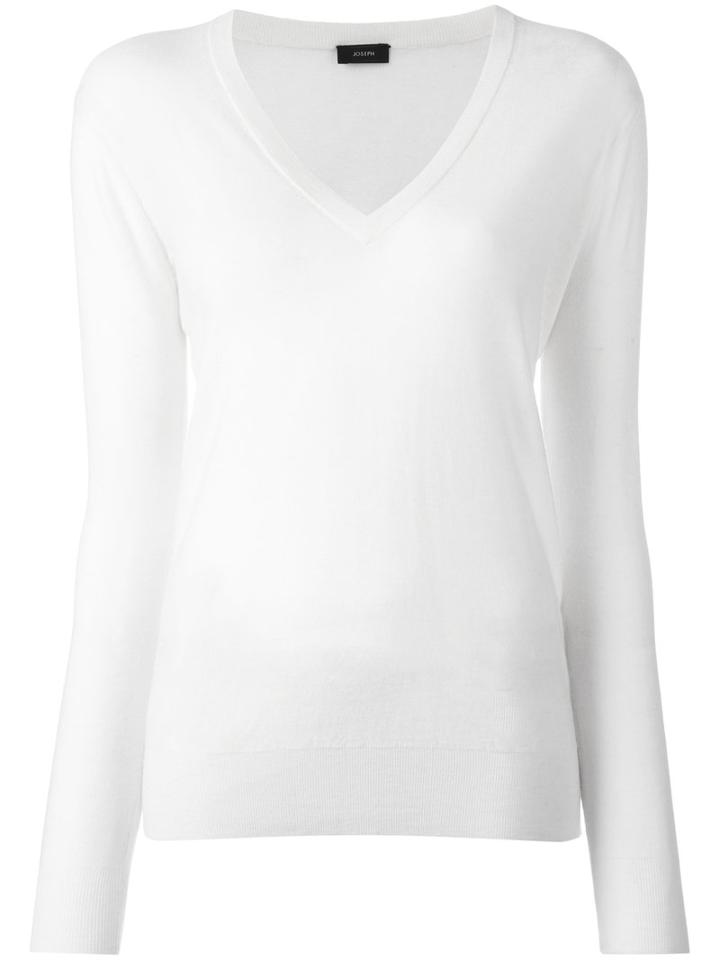 Joseph V-neck Jumper, Women's, Size: Medium, White, Cashmere