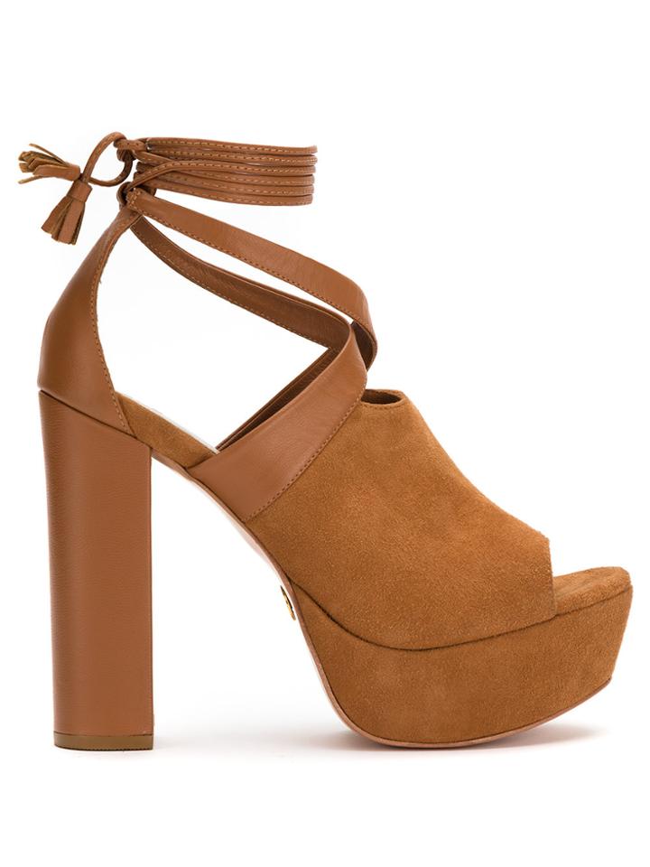 Andrea Bogosian Tied Platform Sandals - Brown