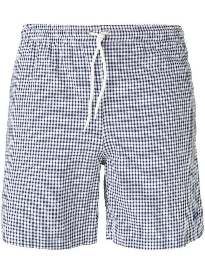 Mp Massimo Piombo Checked Swim Shorts, Men's, Size: Medium, Blue, Cotton/polyester
