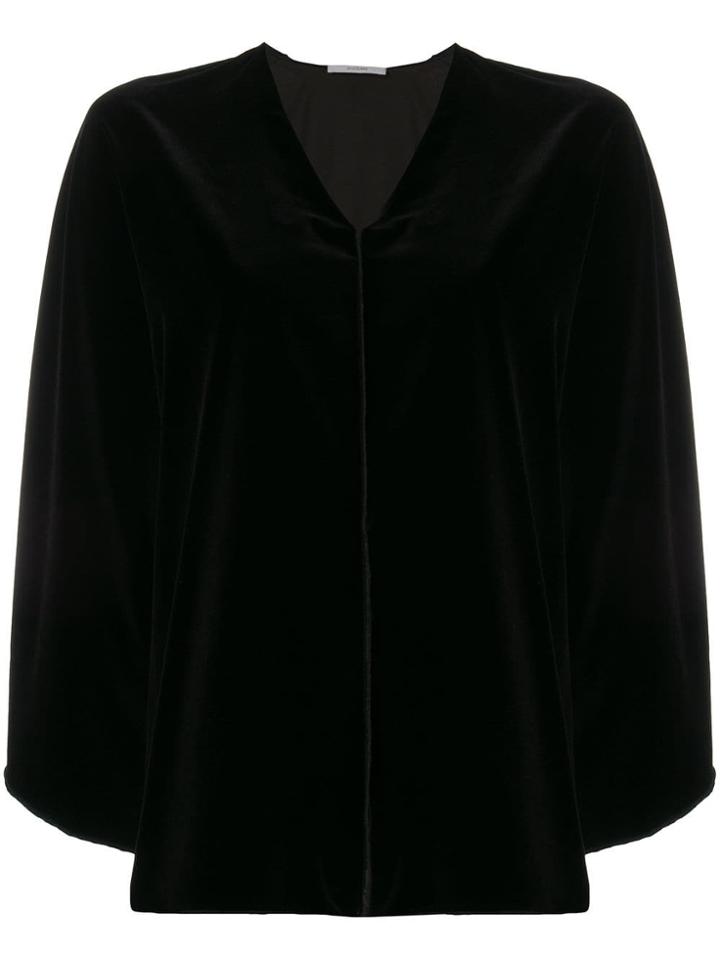 Dusan Long-sleeve Flared Top - Black