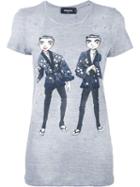 Dsquared2 Manga Print Destroyed T-shirt, Women's, Size: Small, Grey, Cotton/viscose