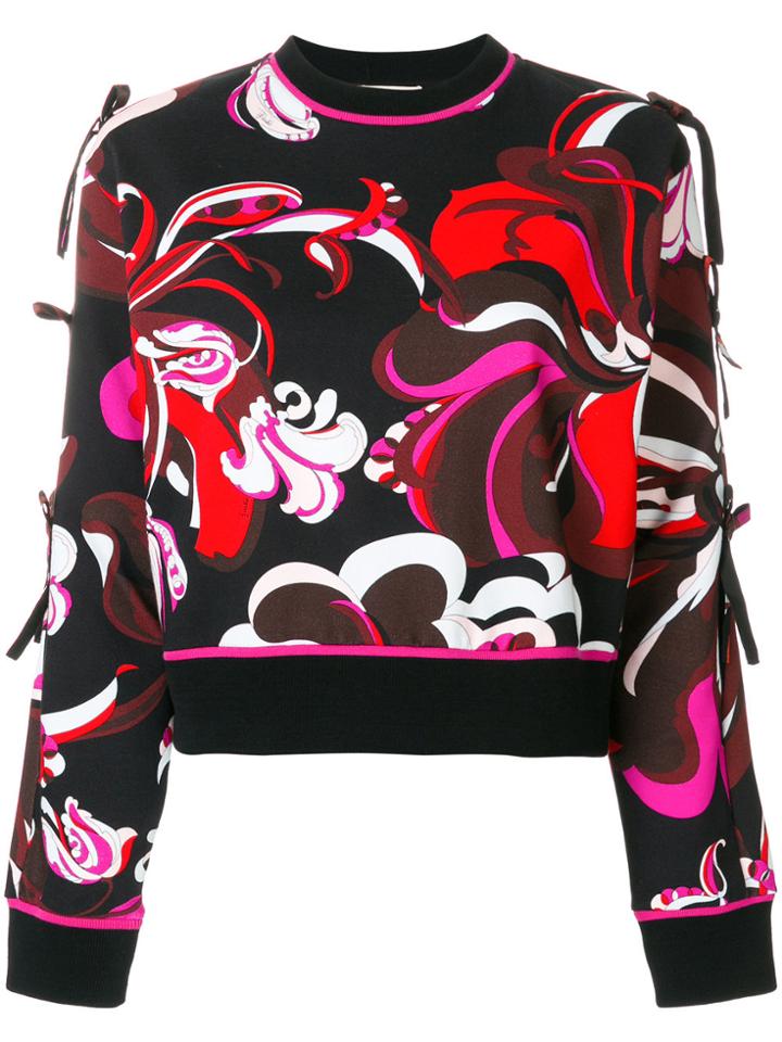 Emilio Pucci Printed Bow-embellished Sweatshirt - Black