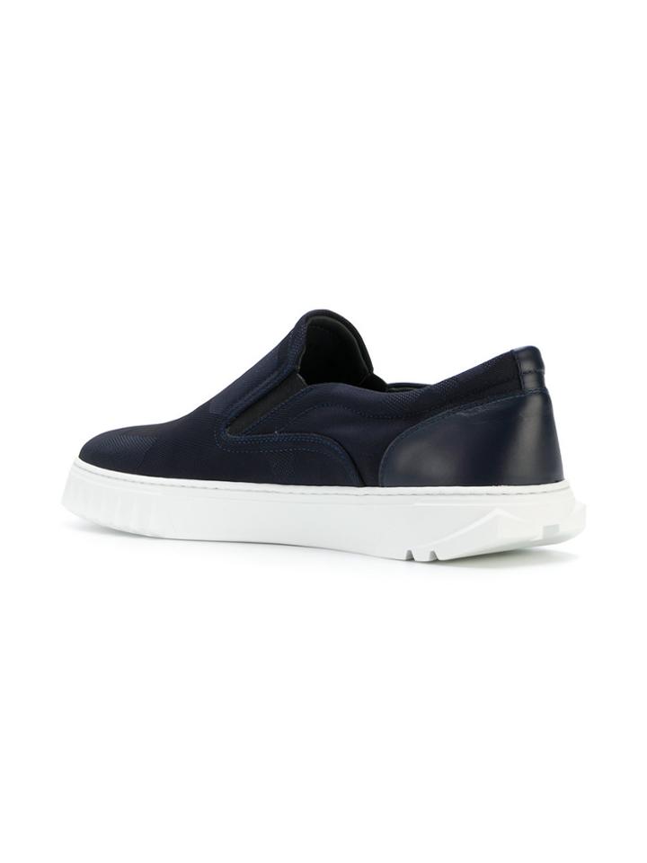 Salvatore Ferragamo Spike-trimmed Slip-on Sneakers - Blue