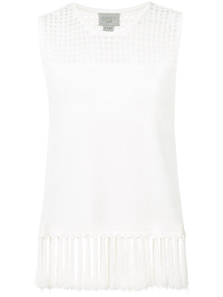 Grey Jason Wu - Perforated Trim Top - Women - Viscose - L, Red, Viscose