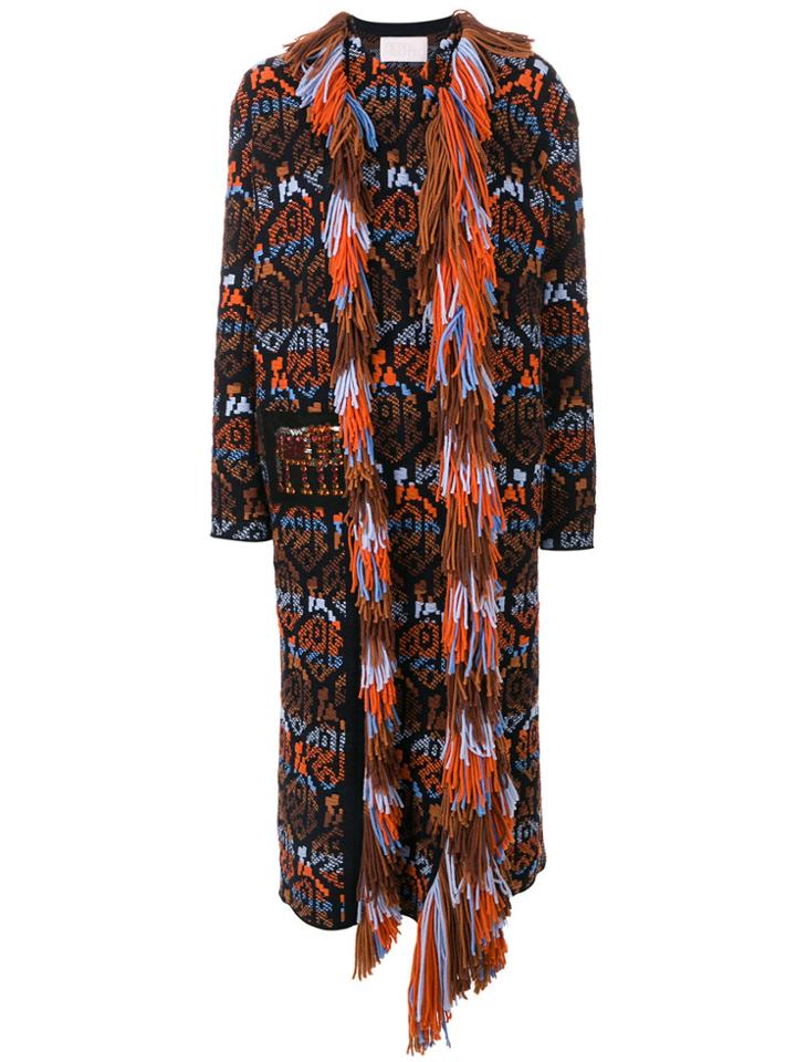 Peter Pilotto Fringed Knitted Coatigan - Blue