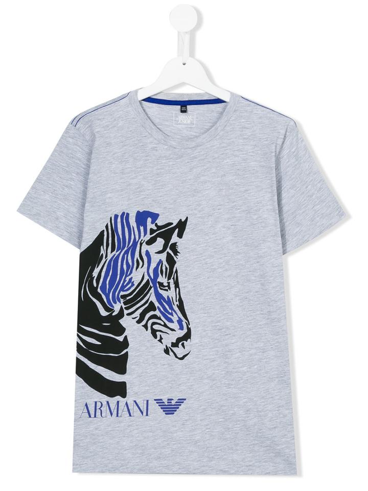 Armani Junior - Teen Zebra Print T-shirt - Kids - Cotton - 16 Yrs, Grey