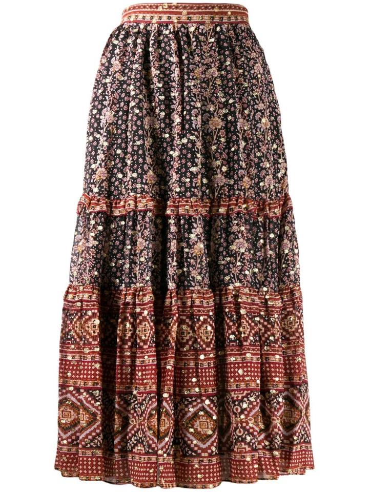 Ulla Johnson Pleated Graphic Skirt - Black