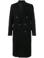 Ami Paris Double Breasted Long Coat - Black