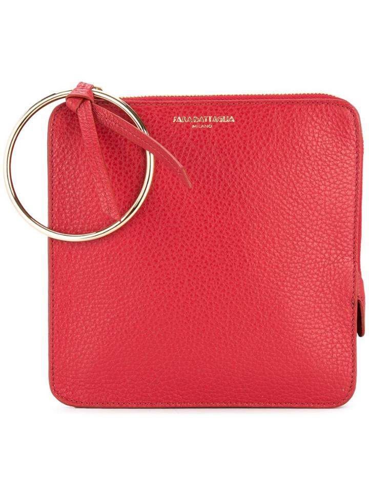 Sara Battaglia Metal Ring Square Tote - Red