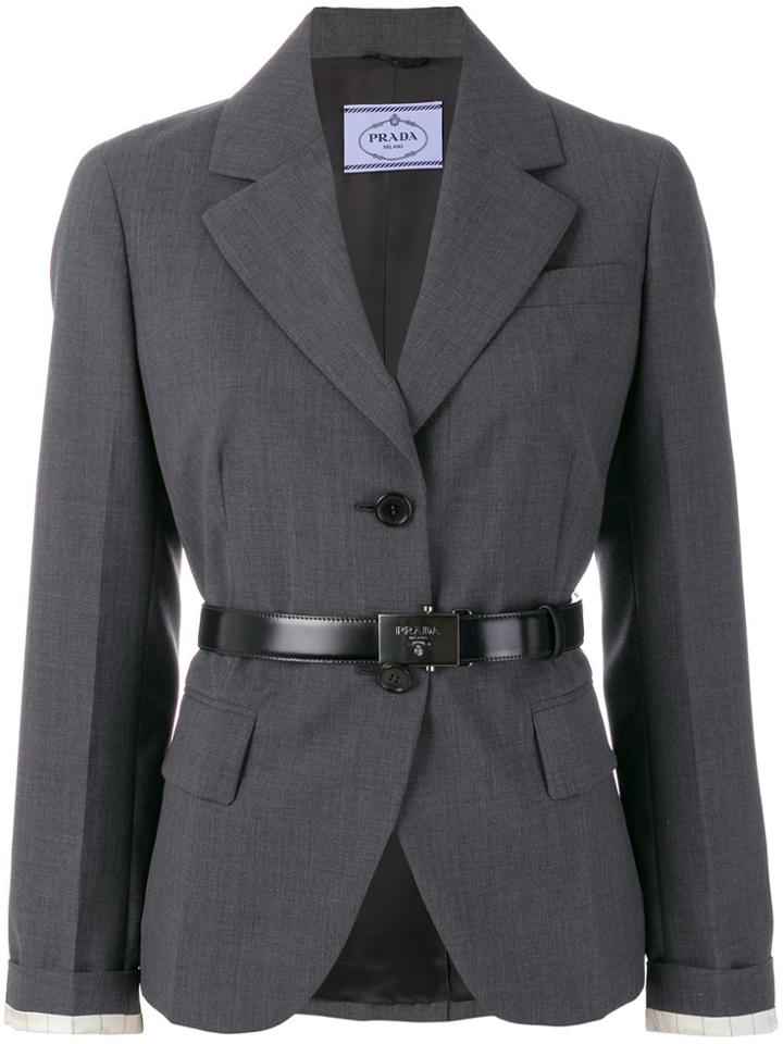 Prada Belted Blazer - Grey