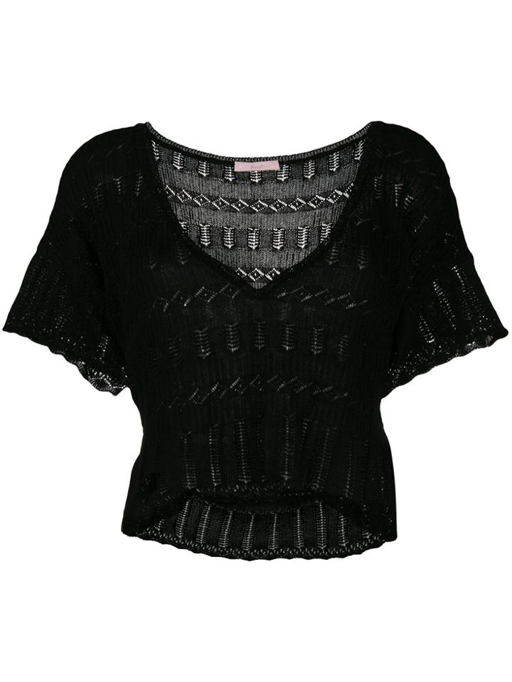 Kristina Ti Open Knit Crop Top - Black