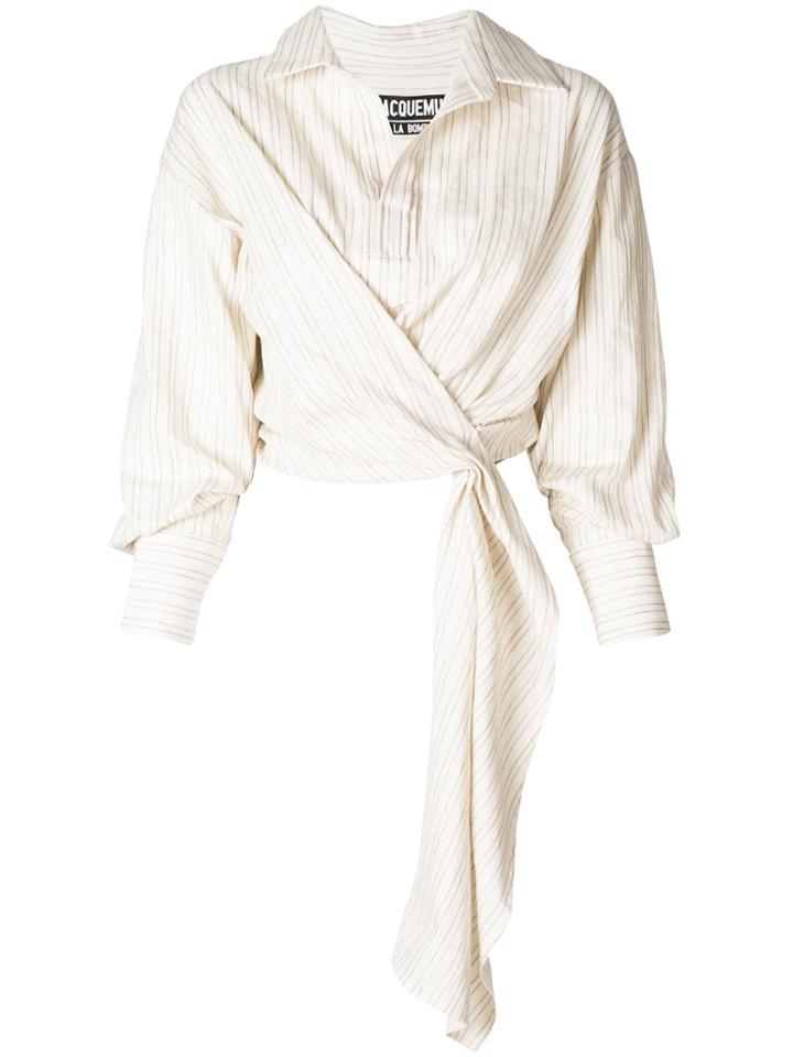 Jacquemus Striped Tie Waist Shirt - Nude & Neutrals
