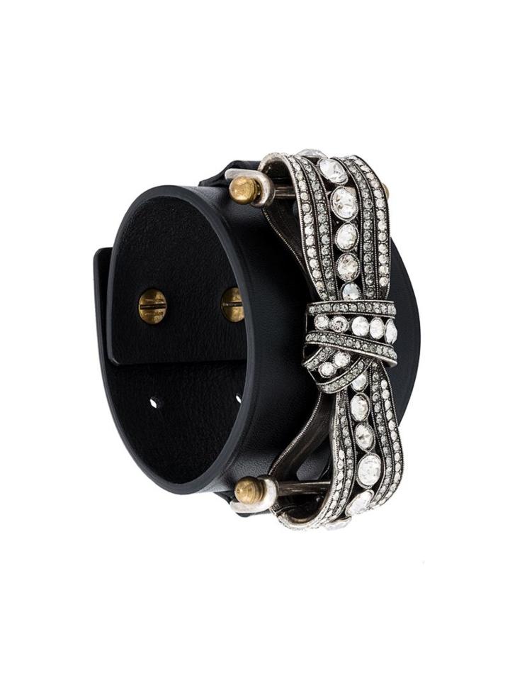 Lanvin Bow Embellished Detail Bracelet, Women's, Black