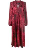 Andamane Snakeskin Print Midi Dress - Red
