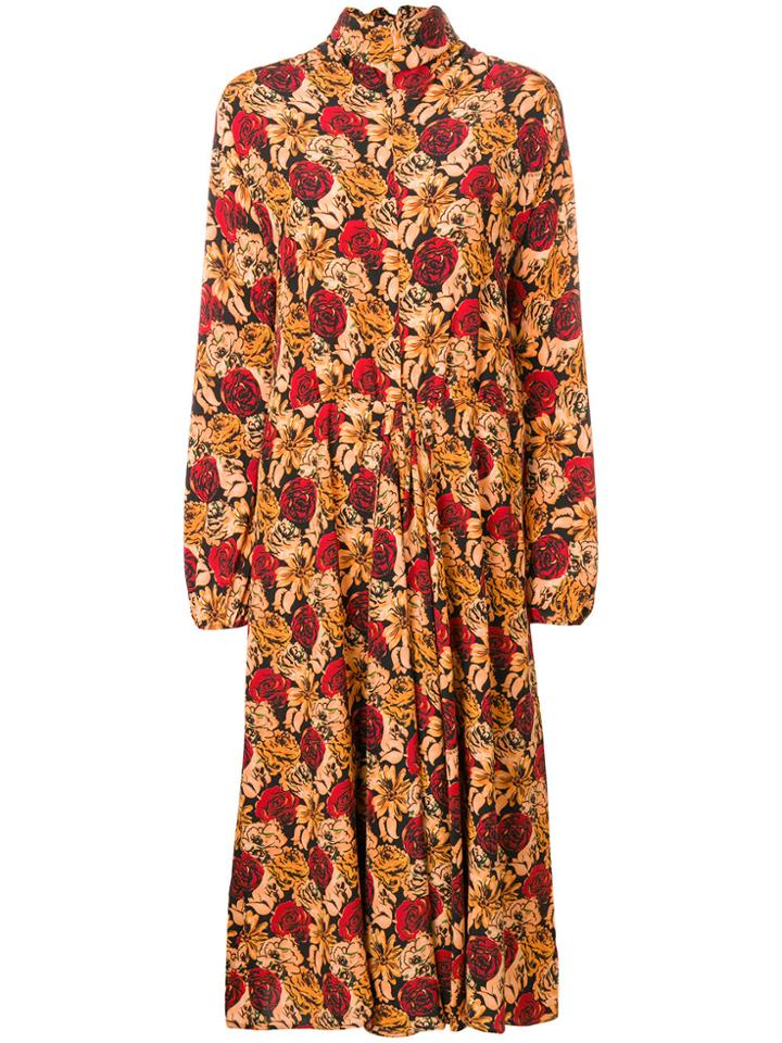 Prada Floral Print Midi Dress - Nude & Neutrals