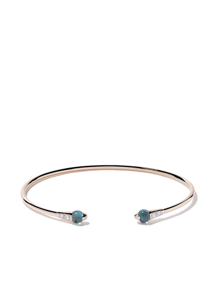 Pomellato 18kt Rose Gold Topaz & Diamond Cuff - Blue