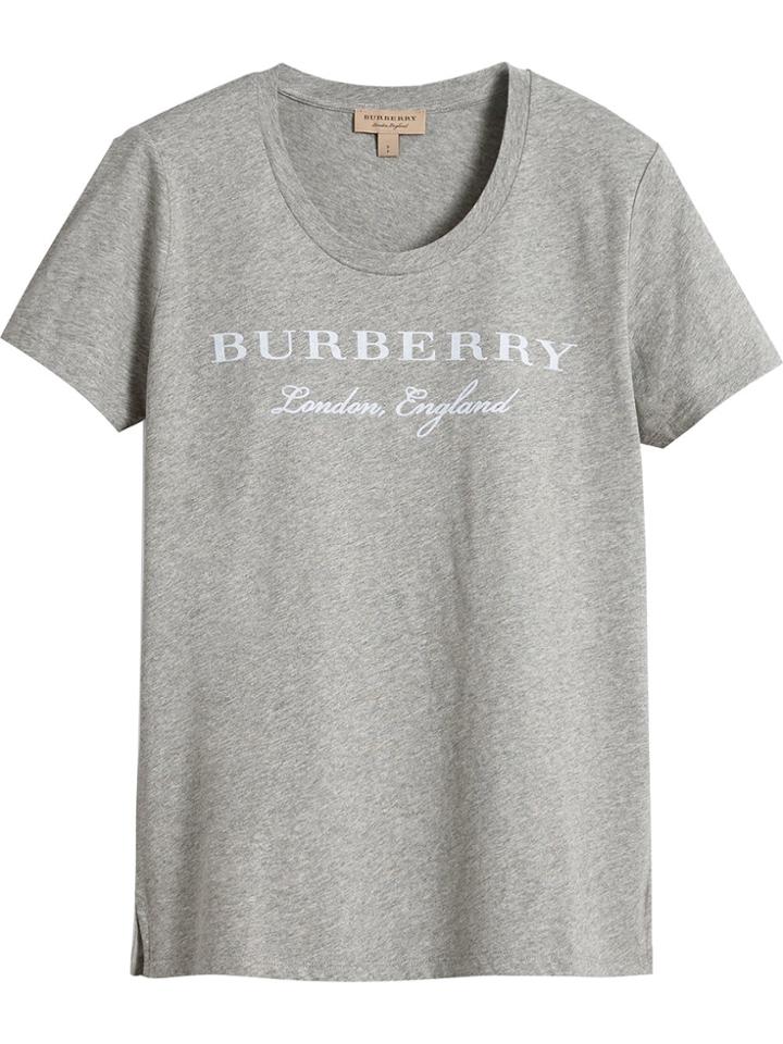 Burberry Printed Cotton T-shirt - Grey