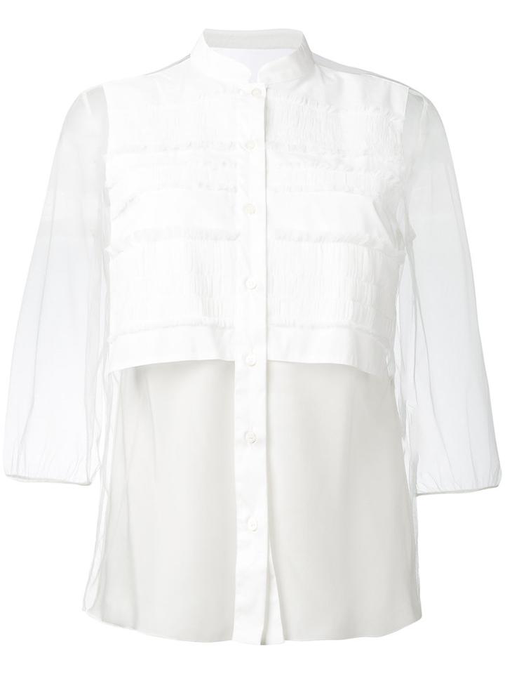 Red Valentino - Sheer Panel Shirt - Women - Cotton/nylon/polyamide/spandex/elastane - 42, White, Cotton/nylon/polyamide/spandex/elastane