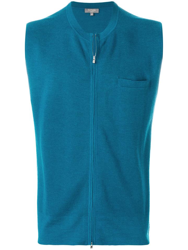N.peal Gauge Zipped Waistcoat - Blue