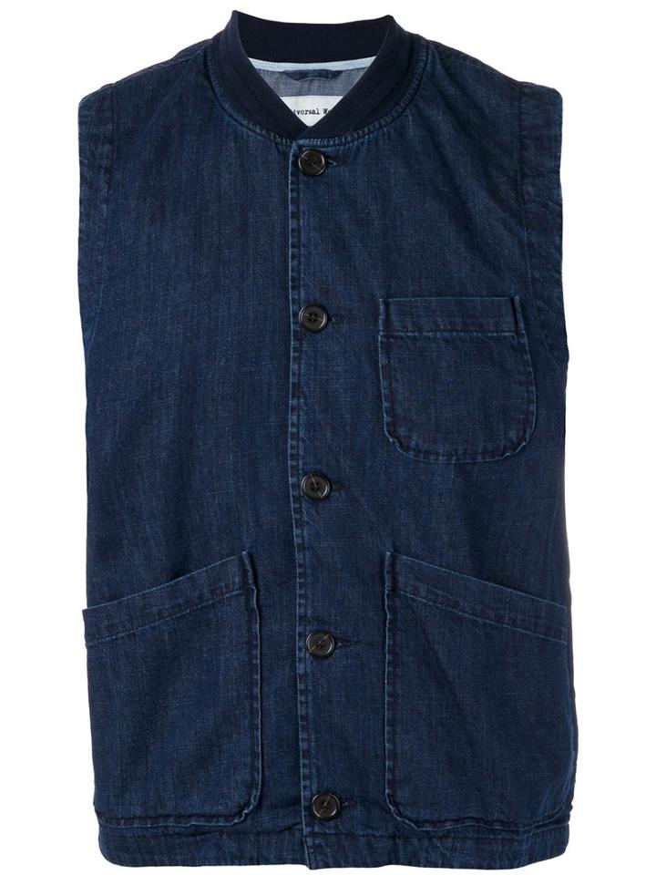 Universal Works - Chore Waistcoat - Men - Cotton/spandex/elastane - M, Blue, Cotton/spandex/elastane