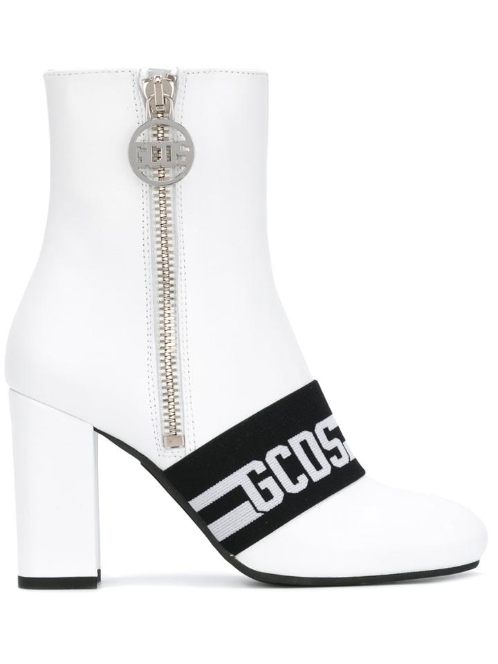 Gcds Logo Stripe Ankle Boots - White