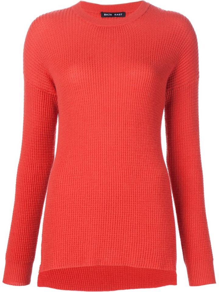 Baja East Ribbed Long Jumper, Women's, Size: 0, Red, Cashmere