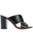 Santoni Crossover Strap Mules - Black