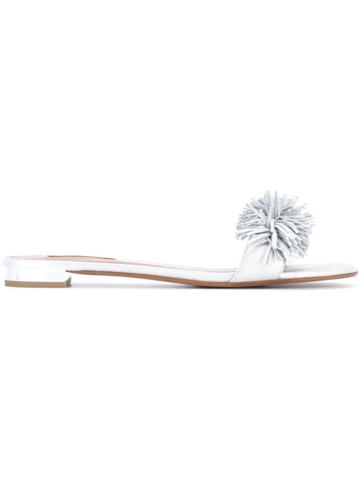 Aquazzura Wild Thing Slide Sandals - Metallic