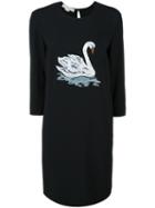 Stella Mccartney Swan Print Dress, Women's, Size: 42, Black, Viscose/acetate/spandex/elastane