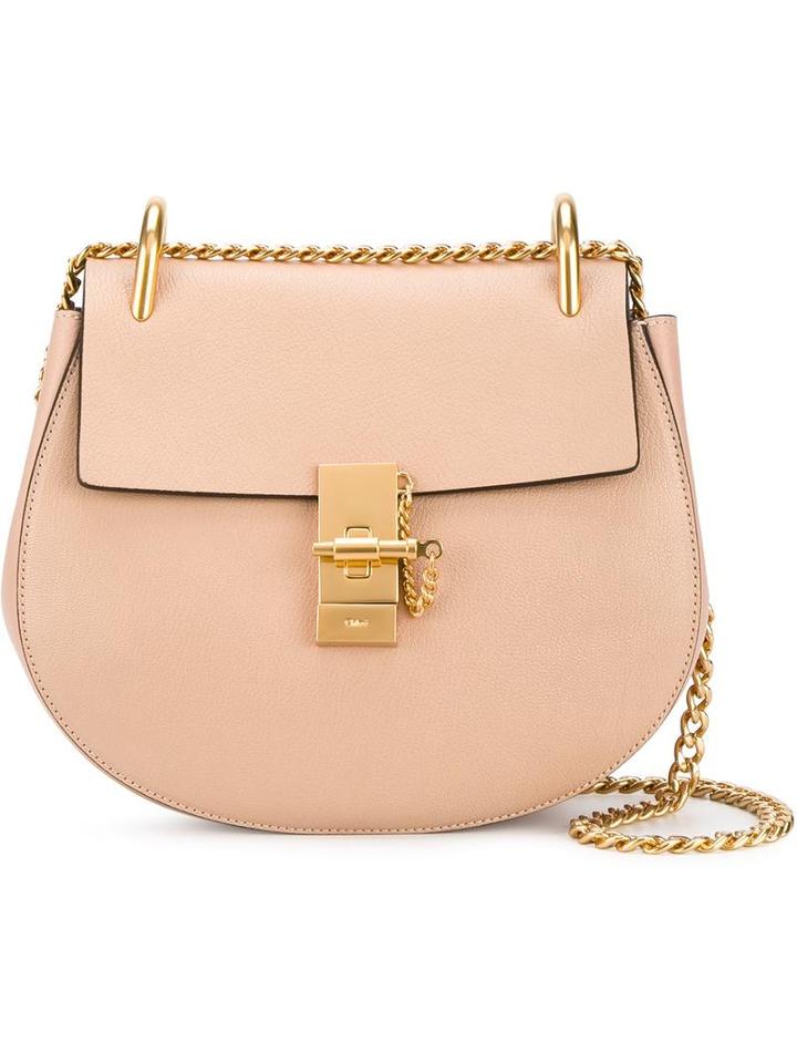 Chloé Drew Shoulder Bag, Women's, Nude/neutrals, Leather/suede/metal