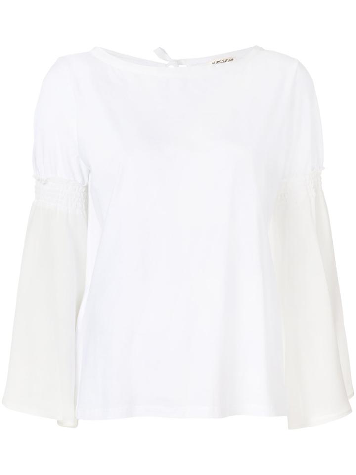 Semicouture Elasticated Sleeve Blouse - White