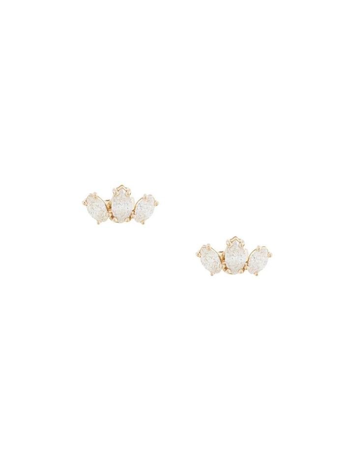 Natalie Marie 14kt Yellow Gold Diamond Sun Studs