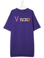 Young Versace Embroidered Logo T-shirt - Purple