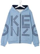 Kenzo Kids Teen Logo Print Hoodie - Blue