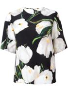 Dolce & Gabbana Tulip Print Top, Women's, Size: 42, Black, Silk