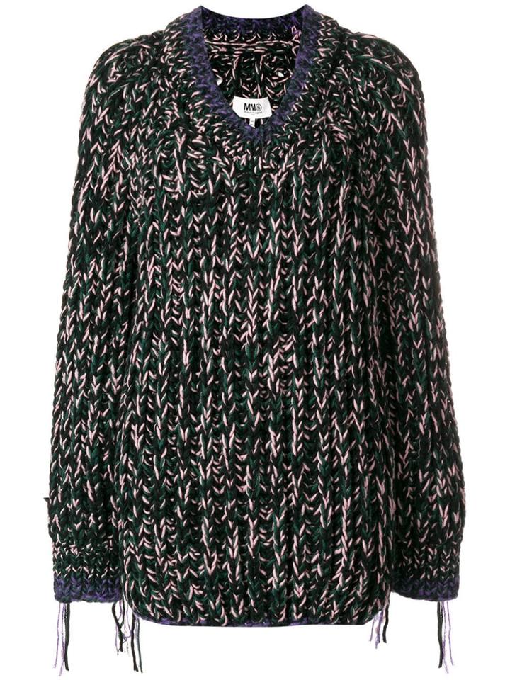 Mm6 Maison Margiela Oversized Chunky-knit Jumper - Black