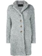 Ermanno Ermanno - Textured Knit Coat - Women - Cotton/acrylic/polyester/polybutylene Terephthalate (pbt) - 44, Grey, Cotton/acrylic/polyester/polybutylene Terephthalate (pbt)