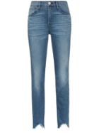 3x1 Straight Authentic Crop Distressed Hem Skinny Jeans - Blue
