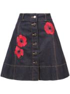 Kate Spade Floral Embroidered Skirt - Blue