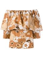 Chloé Floral Bardot Top - Brown