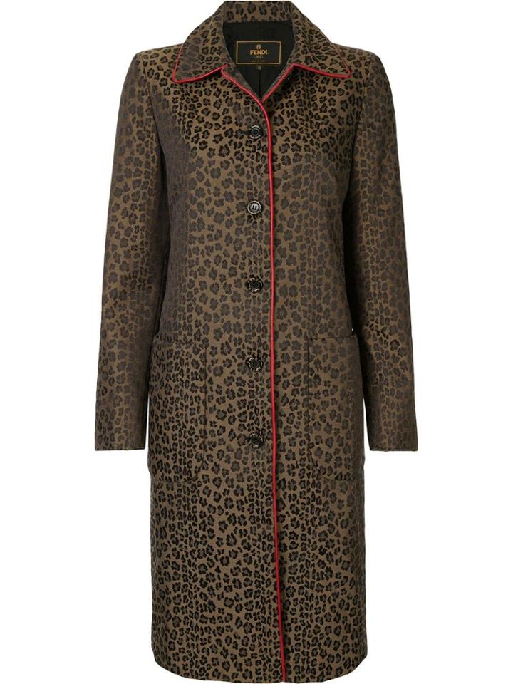 Fendi Pre-owned Leopard Print Midi Coat - Brown