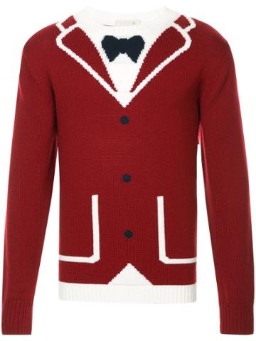 A(lefrude)e Intarsia Jacket Details Jumper - Red