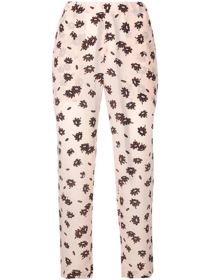 Marni Floral Cropped Trousers - Pink & Purple