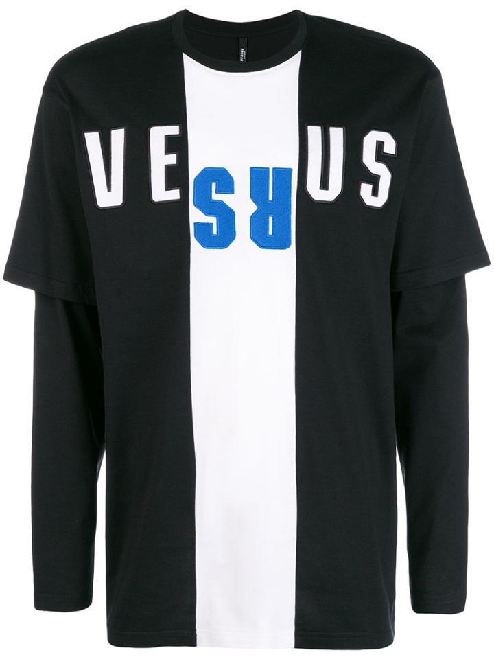 Versus Logo Embroidered Layered T-shirt - Black