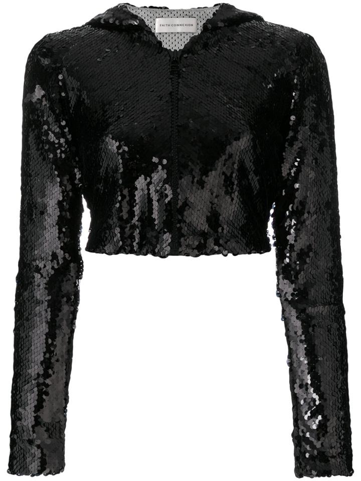 Faith Connexion Cropped Sequinned Jacket - Black