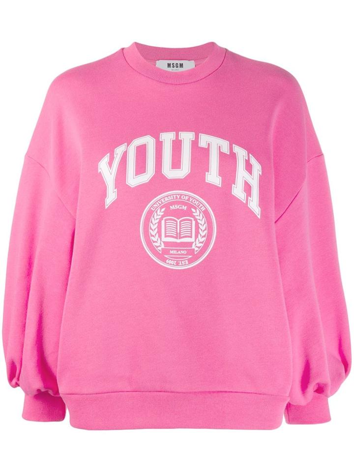 Msgm Oversized 'youth' Sweatshirt - Pink